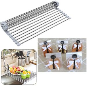 over the sink dish drying rack roll up stainless steel holder cookie bags for packaging and gift giving treat bags for bakery and cookies wrapper with sticker and ribbon