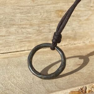Circle Mens Necklace - Ring Karma Pendant, Boho Eternity Link, Hammered Accessories, Best Friend Gift, Women Gift To Husband, Girls and Boys Choker, Rings Collection, Cute Present (Rustic Brown)