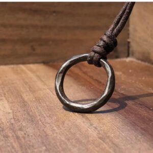 Circle Mens Necklace - Ring Karma Pendant, Boho Eternity Link, Hammered Accessories, Best Friend Gift, Women Gift To Husband, Girls and Boys Choker, Rings Collection, Cute Present (Rustic Brown)