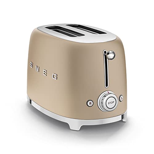 Smeg Electric Kettle Matte Champagne & 2-Slice Toaster Matte Champagne