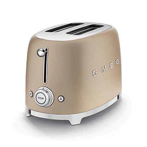 Smeg Electric Kettle Matte Champagne & 2-Slice Toaster Matte Champagne