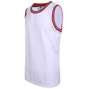 dehaner basketball jersey shirt for men women mesh athletic sports uniforms retro classic tank tops,red neckline-white jersey,men size x-large