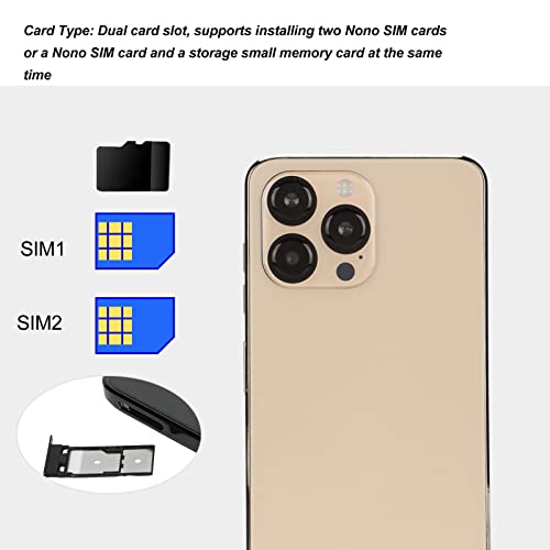 iP13 Pro Unlocked Smartphone for 11, 6.2 FHD Unlocked Cell Phone, Face Unlock, 4GB 64GB, Dual SIM, 7000mAh, Dual Camera, T Mobile,for Support (Gold)