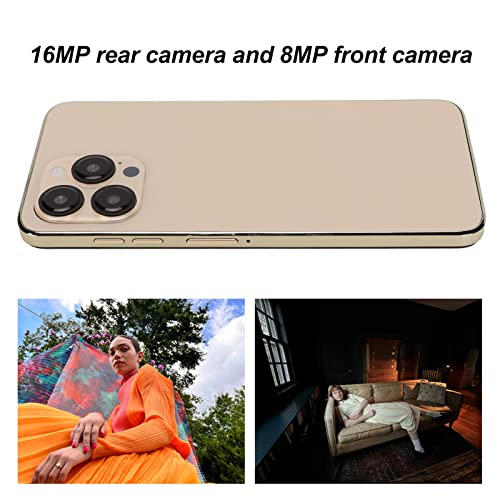 iP13 Pro Unlocked Smartphone for 11, 6.2 FHD Unlocked Cell Phone, Face Unlock, 4GB 64GB, Dual SIM, 7000mAh, Dual Camera, T Mobile,for Support (Gold)