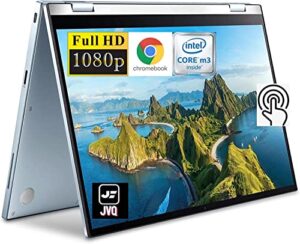 asus newest flip 2-in-1 14" fhd touchscreen chromebook laptop, intel core m3-8100y(up to 3.4 ghz), 320gb space(64gb emmc+256gb card), 8gb ram, webcam, wifi, chrome os, silver+jvq mp