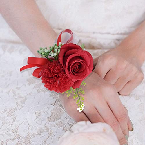 ADJ Wrist Flower - Handmade Artificial Rose Flower Wrist Corsage | Wristband Hand Flowers Wrist Corsage Bracelets, Corsage Wristlet Band for Wedding Bridesmaid Bridal Shower Prom Party