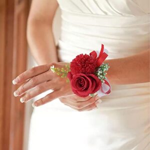 ADJ Wrist Flower - Handmade Artificial Rose Flower Wrist Corsage | Wristband Hand Flowers Wrist Corsage Bracelets, Corsage Wristlet Band for Wedding Bridesmaid Bridal Shower Prom Party