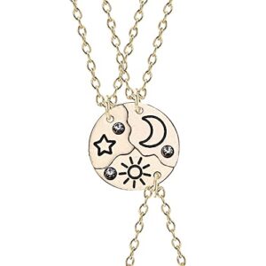 friendship sun moon star necklace for girls women christmas gift for best friend matching bff necklace for 3 sister necklaces birthday gifts for daughter friends
