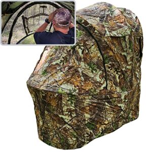 ayin hunting chair blind see through with carrying bag, 1 person pop up ground chair blinds 270 degree, portable durable hunting chair tent for deer & turkey hunting (camouflage)