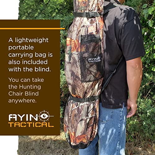 AYIN Hunting Chair Blind See Through with Carrying Bag, 1 Person Pop Up Ground Chair Blinds 270 Degree, Portable Durable Hunting Chair Tent for Deer & Turkey Hunting (Camouflage)