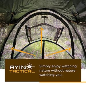 AYIN Hunting Chair Blind See Through with Carrying Bag, 1 Person Pop Up Ground Chair Blinds 270 Degree, Portable Durable Hunting Chair Tent for Deer & Turkey Hunting (Camouflage)