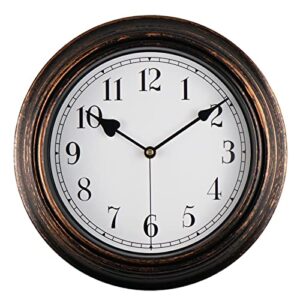 diyzon retro wall clock, 12'' vintage silent non ticking classic clocks, easy to read, quality quartz clock battery operated, decorative bedroom, kitchen, office