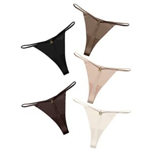 deangelmon g-string thongs women underwear thong seamless panties stretch t-back tangas low rise microfiber pack (5p6,m)