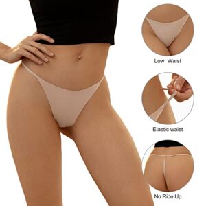 DEANGELMON G-string Thongs Women Underwear Thong Seamless Panties Stretch T-back Tangas Low Rise Microfiber Pack (5P6,M)