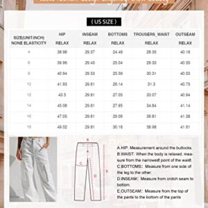 EVALESS White Cargo Pants Women Fall High Waist Straight Wide Leg Hiking Pants for Women Fashion 2023 Baggy Casual Work Teacher Pants Loose Trousers with Pockets Size US 8