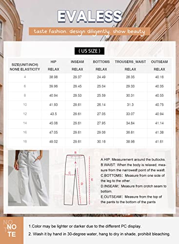 EVALESS White Cargo Pants Women Fall High Waist Straight Wide Leg Hiking Pants for Women Fashion 2023 Baggy Casual Work Teacher Pants Loose Trousers with Pockets Size US 8