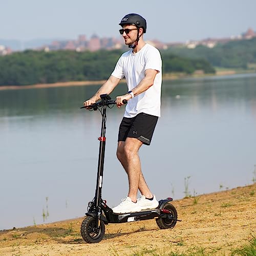 iScooter iX3 Electric Scooter Adults, 10" Off Road Pneumatic Tubeless Tires, 800W Motor E-Scooter Up to 25 Miles Range, 25MPH Top Speed, Adjustable Handlebar Height, Foldable Scooter with APP