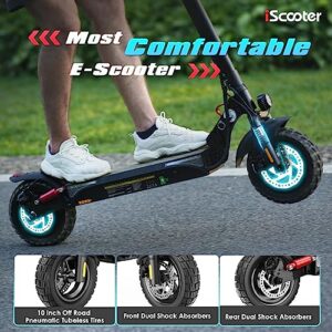 iScooter iX3 Electric Scooter Adults, 10" Off Road Pneumatic Tubeless Tires, 800W Motor E-Scooter Up to 25 Miles Range, 25MPH Top Speed, Adjustable Handlebar Height, Foldable Scooter with APP
