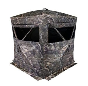 ameristep fieldview 3 durable one-way view see-through mesh hub style hunting ground blind | 3 hunters concealment | mossy oak dna camo
