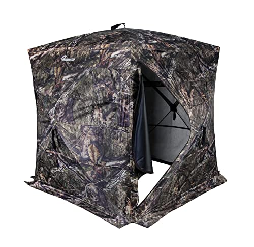 Ameristep FieldView 3 Durable One-Way View See-Through Mesh Hub Style Hunting Ground Blind | 3 Hunters Concealment | Mossy Oak DNA Camo