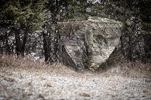 Ameristep FieldView 3 Durable One-Way View See-Through Mesh Hub Style Hunting Ground Blind | 3 Hunters Concealment | Mossy Oak DNA Camo