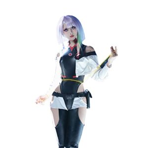 shiki anime women edgerunner lucy cosplay costume deluxe punk jacket jumpsuit halloween outfit for men(s-lucy)