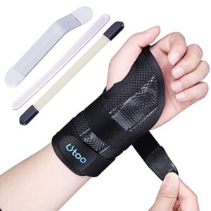utoo carpal tunnel wrist brace with 3 stays for women men, breathable wrist support splint night support with silky-smooth cotton lining, hand brace for arthritis , tendonitis, sprains - left hand l/xl