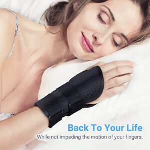 Utoo Carpal Tunnel Wrist Brace with 3 Stays for Women Men, Breathable Wrist Support Splint Night Support with Silky-smooth Cotton Lining, Hand Brace for Arthritis , Tendonitis, Sprains - Left Hand L/XL