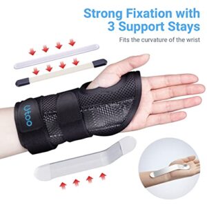 Utoo Carpal Tunnel Wrist Brace with 3 Stays for Women Men, Breathable Wrist Support Splint Night Support with Silky-smooth Cotton Lining, Hand Brace for Arthritis , Tendonitis, Sprains - Left Hand L/XL