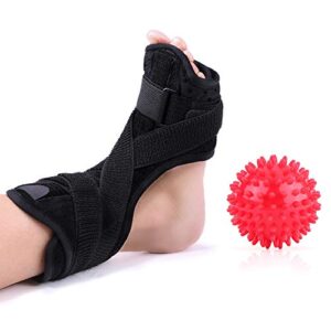 Plantar Fasciitis Night Splint,Foot Drop Orthotic Brace, Adjustable Plantar Fasciitis Dorsal Night and Day Splint with Spiky Massage Ball