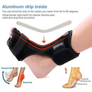 Plantar Fasciitis Night Splint,Foot Drop Orthotic Brace, Adjustable Plantar Fasciitis Dorsal Night and Day Splint with Spiky Massage Ball