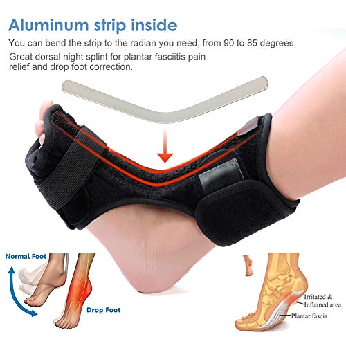 Plantar Fasciitis Night Splint,Foot Drop Orthotic Brace, Adjustable Plantar Fasciitis Dorsal Night and Day Splint with Spiky Massage Ball