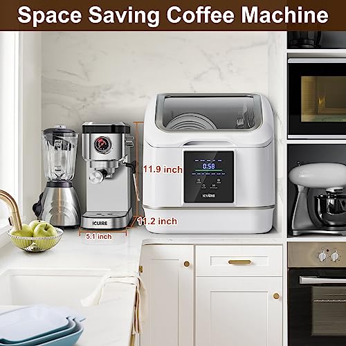 ICUIRE Espresso Machine, 20 Bar Compact Steam Espresso Coffee Machine with Milk Frother, Digital Touch Panel, 37 Oz Removable Water Tank for Espresso Make