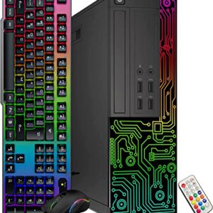 RGB Dell Desktop Computer Intel Quad Core I5 up to 3.6G, 16G, 512G SSD, Wi-Fi & HDMI, RGB Gaming PC Keyboard & Mouse, Windows 10 Pro (Renewed)