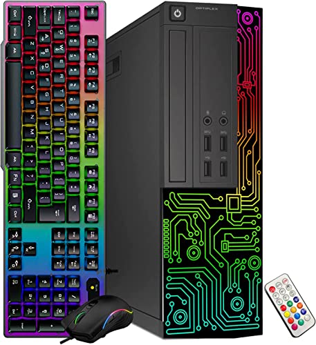 RGB Dell Desktop Computer Intel Quad Core I5 up to 3.6G, 16G, 512G SSD, Wi-Fi & HDMI, RGB Gaming PC Keyboard & Mouse, Windows 10 Pro (Renewed)