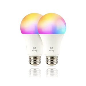 ailofy led smart light bulbs, 16m color changing dimmable, works with alexa & google assistant, rgbcw colored bulb, bluetooth wifi light bulbs, a19 e26, 9w 800lm, 1800k-6500k tunable white, 2 pack