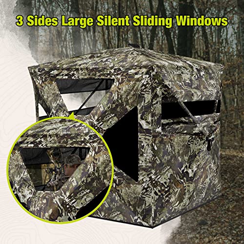 TIDEWE Hunting Blind (Veil Rush) & 3 Legs Hunting Chair