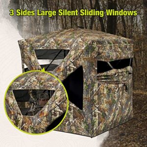 TIDEWE Hunting Blind See Through(Camo) & 4 Legs Hunting Chair