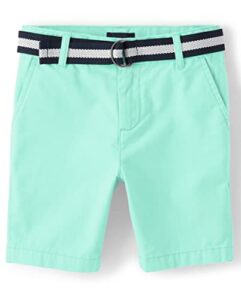 the children's place boys' belted chino shorts, sky blue, 8