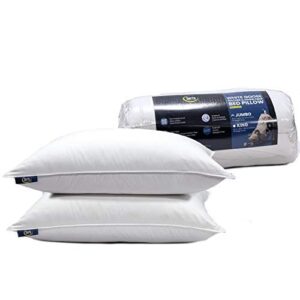 serta 233 thread count white feather goose down pillow 100% cotton king size 2 pack pillow for back sleeper