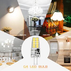 BAOMING G4 LED Bulb 12V JC Tybe, 20W/35W T3 G4 Halogen Equivalent, 6000K Daylight White, G4 Bi-Pin Base, No-Flicker 400LM, Chandelier Lighting/Landscape Lighting/Microwave Lighting (10 Pack)