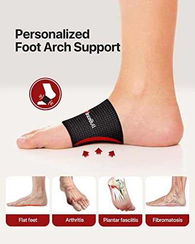 ZooNut Copper Arch Support Bands (2 Count), BraceBull Copper Infused for Plantar Fasciitis, Flat Feet Support, Foot Pain Relief, Sturdy Arch Support Brace, Skin-Friendly Sleeve (Black)