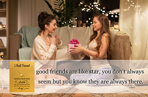 Gifts for Best Friend Star Necklace for Women Girls Friendship Necklace with Gift Card(Star)