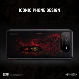 ASUS ROG Phone 6 Diablo Immortal Edition Cell Phone, 6.78” FHD+ 2448x1080 165Hz, 6000mAh Battery, 50MP/13MP/5MP Camera, 12MP Front, 16GB RAM, 512GB Storage, 5G LTE Unlocked Dual SIM, AI2201-16G512G-DB