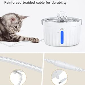 Cat Water Fountain, APETDOLA Cat Fountain Automatic with Stainless Steel Tray, 2L/67oz Ultra-Quiet Pet Water Fountain for Cats Inside, Cat Fountain Water Bowl, for Cats, Dogs, Multiple Pets