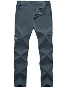 rdruko men's lightweight work pants waterproof quick dry stertch outdoor hiking cargo pants (cold gray,us 36)