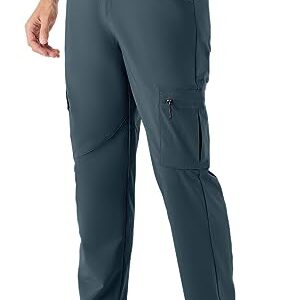 Rdruko Men's Lightweight Work Pants Waterproof Quick Dry Stertch Outdoor Hiking Cargo Pants (Cold Gray,US 36)