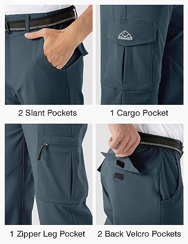 Rdruko Men's Lightweight Work Pants Waterproof Quick Dry Stertch Outdoor Hiking Cargo Pants (Cold Gray,US 36)