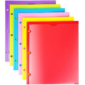 makhistory plastic 4 pocket folders with clear front cover- 6pcs, 2 horizontal pockets and 2 vertical pockets, folders with pockets for 3 ring binder, card slot, assorted colors, letter size