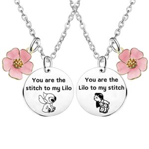 mebvdebe you are the lilo to my stitch you are the stitch to my lilo flower necklace gifts for family best friends cute stitch necklace girl's jewelry